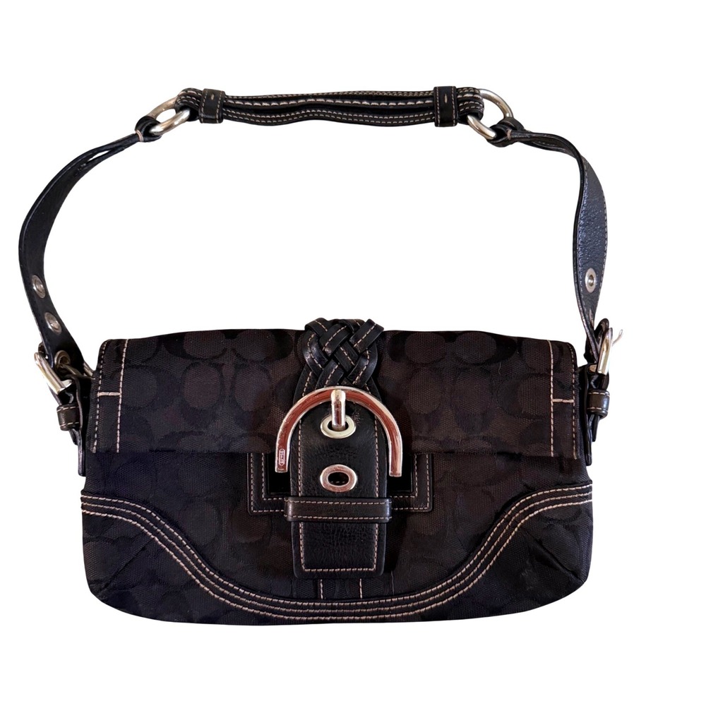 Coach Soho Signature Flap Black Jacquard Braided Shoulder Bag K05Q-6280 VTG Y2K